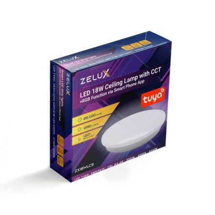 Zelux LED okos Mennyezeti lámpa 18W színváltós RGB, 3000-6000K