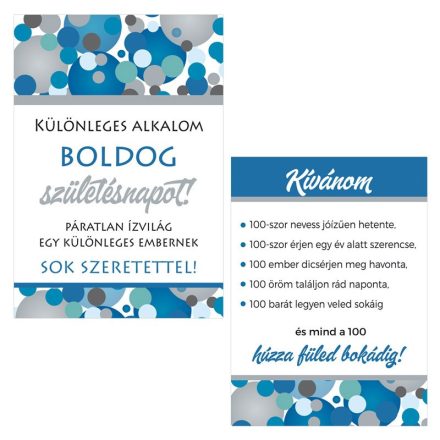 Boldog Születésnapot! Kék Pasztell Konfettis Boros Üveg Címke, 2 db-os