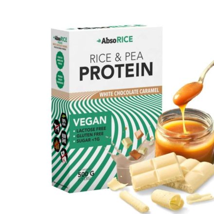 AbsoRICE protein 500g - Fehércsokoládé-karamell vegán fehérjepor