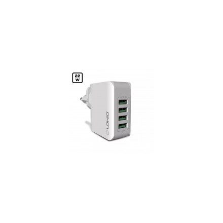 LDNIO hálózati töltő adapter, 4 USB kimenet, Fehér