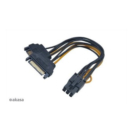 Kábel Táp Átalakító Akasa 2x 15-Pin SATA - 1x 6-Pin PCIe