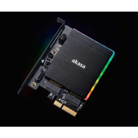 SSD beépítő keret Akasa M.2 PCIe és M.2 SATA SSD adapter RGB LED