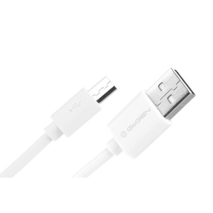 GoGEN MicroUSB kábel, 0,9m - fehérnMicroUSB csatlakozó kábel USB 2.0 szabvánnyal, villa A - micro B, M/M, hossza 0,9 m, szín fehér