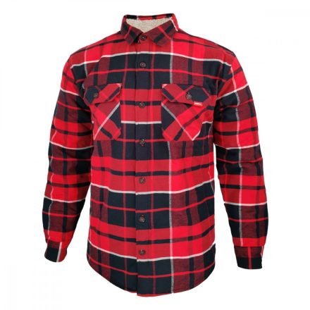 Dressa Vintage Overshirt vastag bélelt kockás férfi flanel favágó ing - piros | M