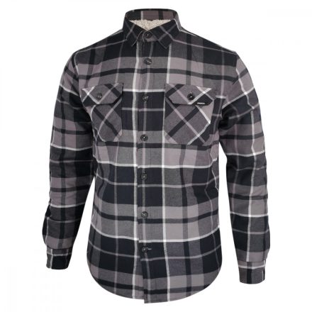 Dressa Vintage Overshirt vastag bélelt kockás férfi flanel favágó ing - szürke | S