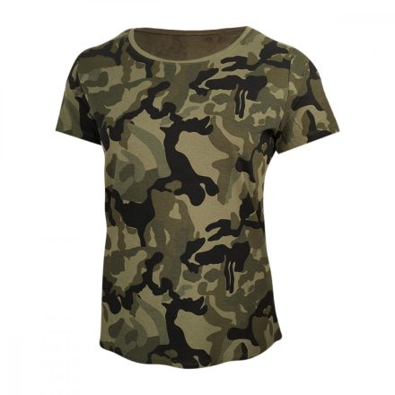 Dressa Forest terepmintás női rövid ujjú pamut póló - camo | XL