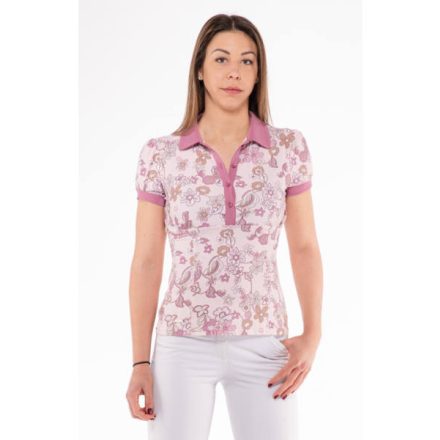 PAR LADIES WRINKLED UNDER BREATS SHORT SLEEVE POLO SHIRT WITH COLLAR mauve color