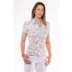 PAR LADIES WRINKLED UNDER BREATS SHORT SLEEVE POLO SHIRT WITH COLLAR cream color with turquise collar