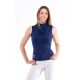 HOLEINONE LADIES FRONT WRINKLED SLEEVELESS POLO SHIRT WITH STAND UP COLLAR  dark blue/white tuck