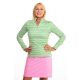 ACE LADIES STAND UP COLLAR LONG SLEEVE GOLF POLO SHIRT mentha/pink chevron pattern