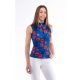 BIRDIE LADIES STAND UP COLLAR GOLF POLO SHIRT blue/red poppy flower