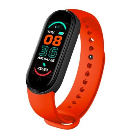 M6 Okoskarkötő, Okosóra, FitneszTracker, Smartband - Piros