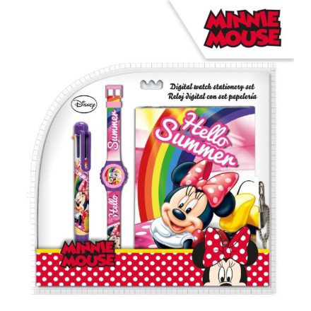 Disney Minnie napló + 6 színű toll + karóra