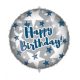 Happy Birthday Blue Silver Stars fólia lufi 46 cm