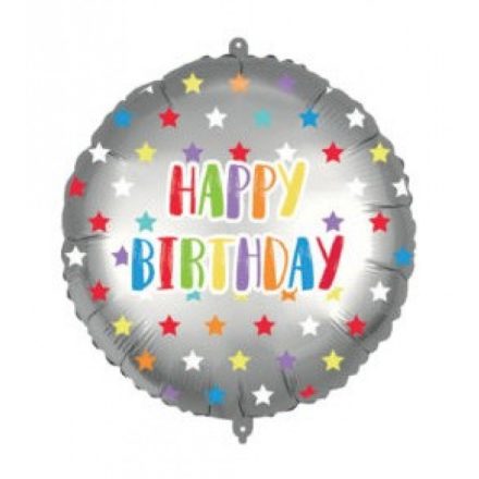 Happy Birthday Colorful Stars fólia lufi 46 cm