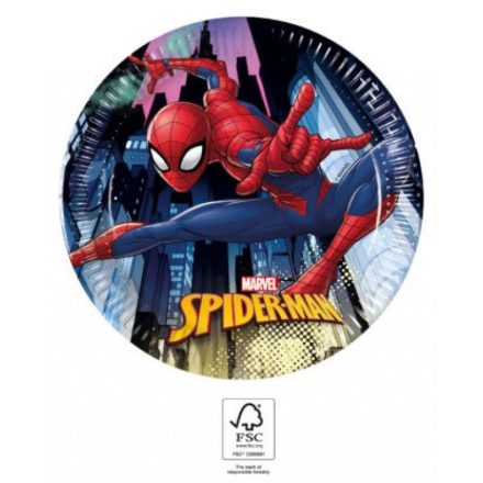 Spiderman Team Up, Pókember papírtányér 8 db-os 19,5 cm FSC