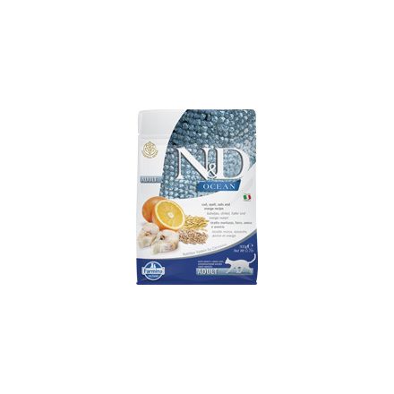 -N&D Ocean Cat tőkehal, tönköly, zab&narancs adult 300g