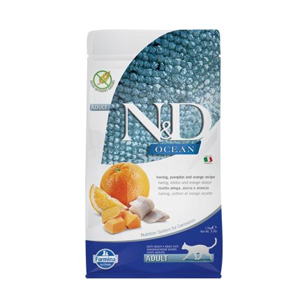 N&D Cat Ocean hering, sütőtök&narancs adult 1,5kg