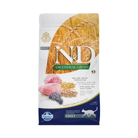 -N&D Ancestral Grain Cat bárány, tönköly, zab&áfonya adult 1,5kg