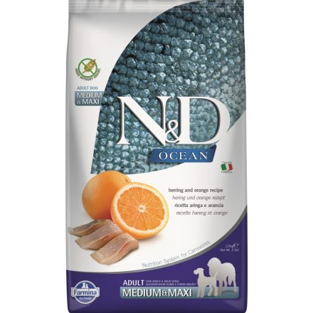 -N&D Ocean Dog hering&narancs adult medium&maxi 2,5kg