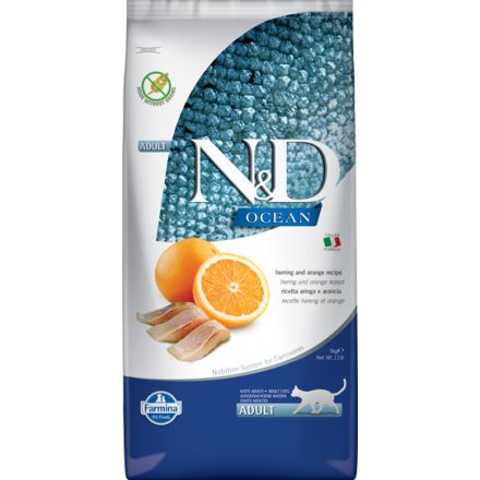 -N&D Ocean Cat hering&narancs adult 5kg