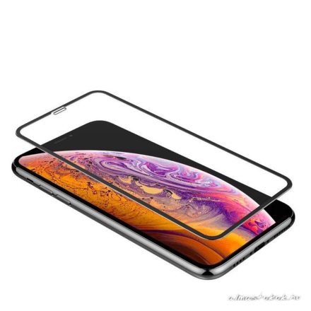 iPhone XR / 11 ívelt, erős üvegfólia fekete kerettel