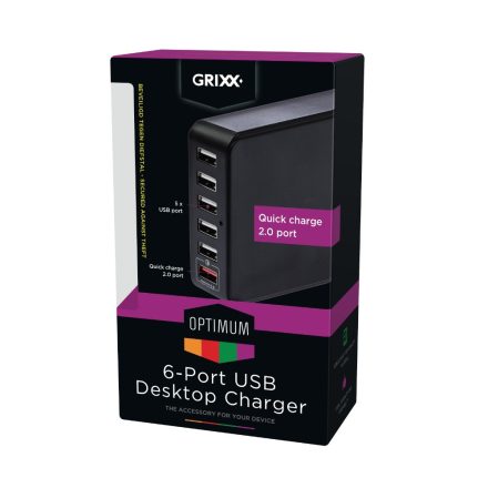 GRIXX OPTIMUM UNIVERSAL DESKTOP CHARGER - Hálózati töltő 6 USB aljzattal