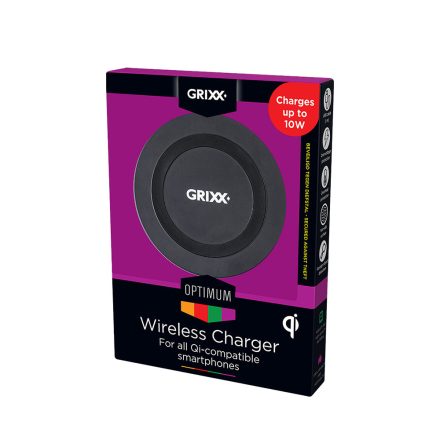 GRIXX OPTIMUM WIRELESS CHARGER - Vezetéknélküli asztali 5W 10W gyorstöltő fekete