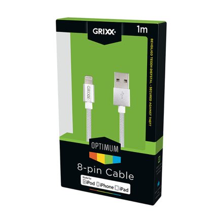 GRIXX OPTIMUM  - USB A - Lightning Apple MFI License Nylon kábel 1 m