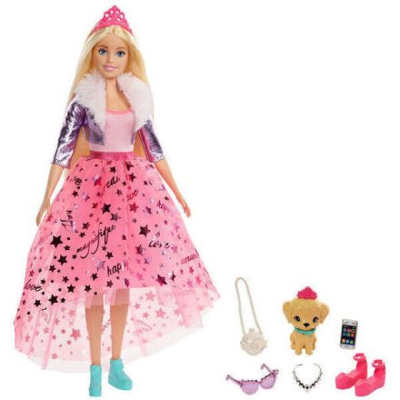 Barbie: Hercegnő kaland - Szőke hajú baba kiskutyával