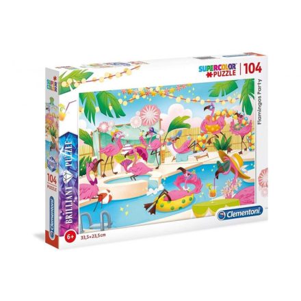 104 db-os Ragyogó puzzle - Flamingó part