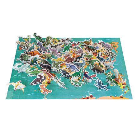 Janod 02679 Oktató puzzle és +D figurák 200 darabos Dinoszauruszok