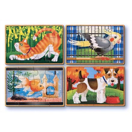 Melissa & Doug 13790 Puzzle 12 db-os (4 féle) dobozban - Háziállatok