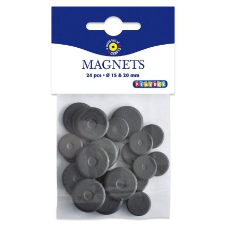 Mágnes korong, 15mm és 20mm, 24 db Playbox