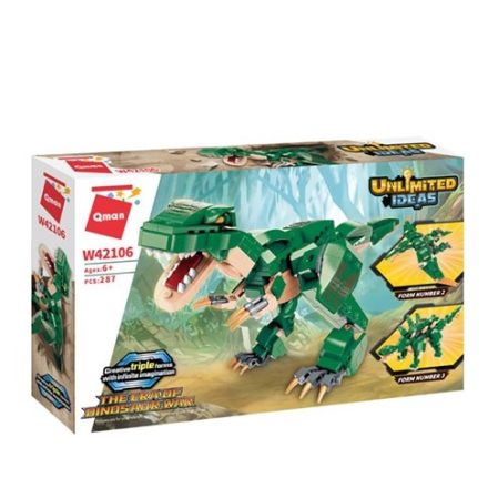 QMAN® W42106 | lego-kompatibilis építőjáték | 287 db építőkocka | 3-az-1-ben Dinoszauruszok