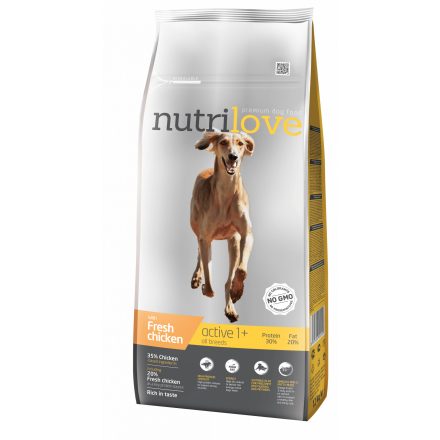 Nutrilove Száraztáp kutyáknak csirke 12kg Adult Active