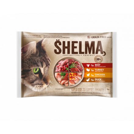 Shelma macska alutasak 4*85g baromfi,marha,kacsa,pulyka