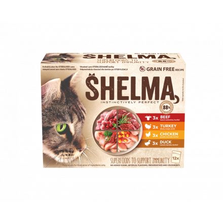 Shelma macska alutasak 12*85g baromfi,marha,kacsa,pulyka