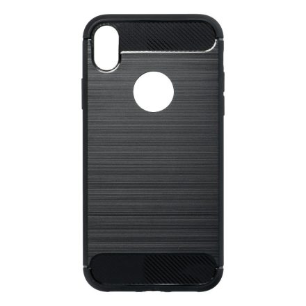 Carbon Fiber iPhone X (5,8") fekete szilikon tok (Forcell)