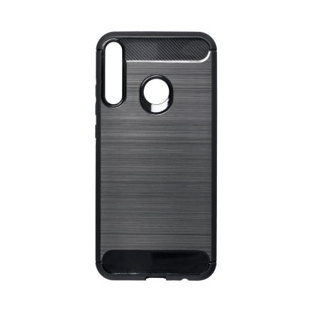 Carbon Fiber Huawei P40 Lite E / Y7P fekete szilikon tok (Forcell)