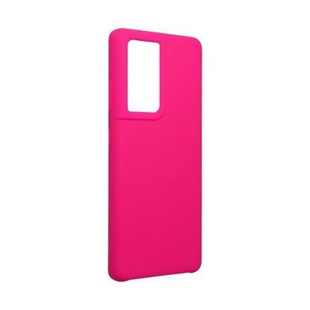 Forcell Silicone Samsung G998 Galaxy S21 Ultra 5G pink matt szilikon tok velúr belsővel