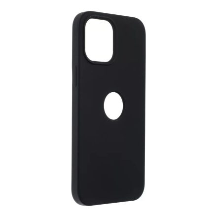 Forcell Silicone iPhone 13 Pro (6,1") fekete matt szilikon tok velúr belsővel