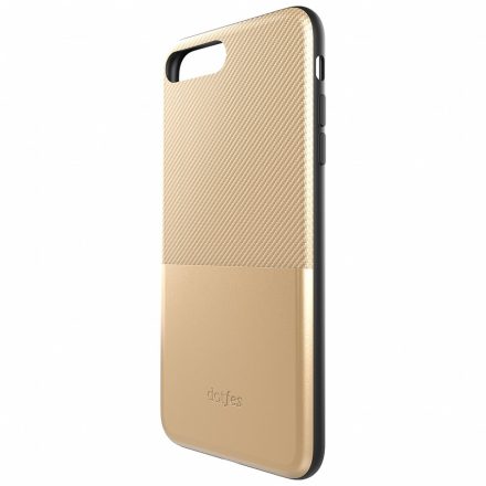 Dotfes G02 iPhone 6 6S (4,7") arany carbon prémium hátlap tok (mágneses, bankkártya tartós)