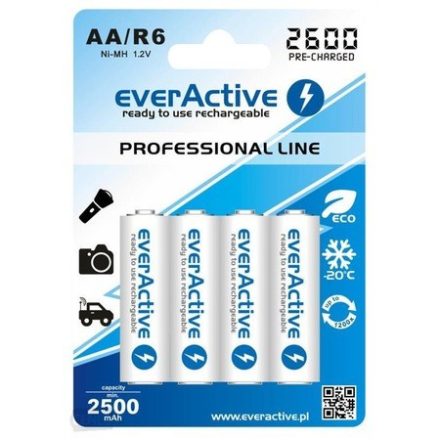 everActive R6/AA 2600mAh 1,2 V Ni-Mh tölthető akkumulátor, 4 db