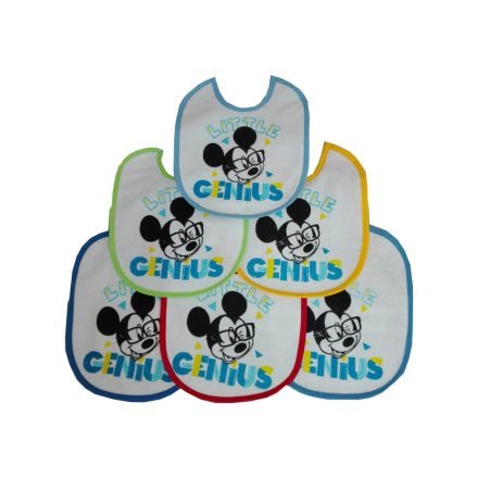 Disney Mickey egér baba előke 6 darab/csomag - 19x23 cm pamut előke - világoskék-középkék-sötétkék-sárga-piros-zöld