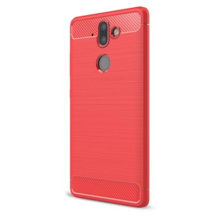 Xiaomi Redmi 4A, TPU szilikon tok, közepesen ütésálló, szálcsiszolt, karbon minta, piros