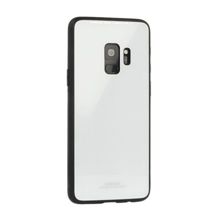 Samsung Galaxy J6 Plus (2018) SM-J610F, TPU szilikon védőkeret, üveg hátlap, Glass Case, fehér