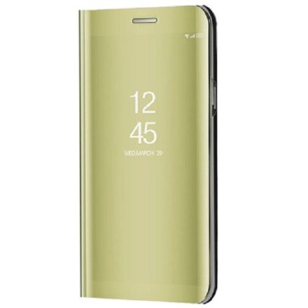 LG K50, Oldalra nyíló tok, hívás mutatóval, Smart View Cover, arany (utángyártott)