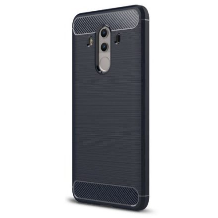 LG K50S, Szilikon tok, közepesen ütésálló, szálcsiszolt, karbon minta, sötétkék