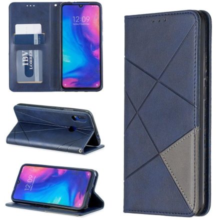 Huawei Honor 9A, Oldalra nyíló tok, stand, geometria minta, Wooze DesignBook, kék